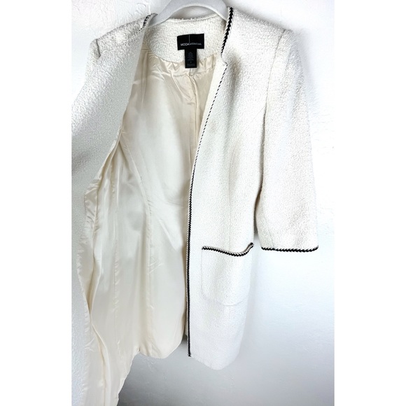 Moda International Womens Size 2 Open Front Ivory Textured 3/4 sleeve - Picture 4 of 9